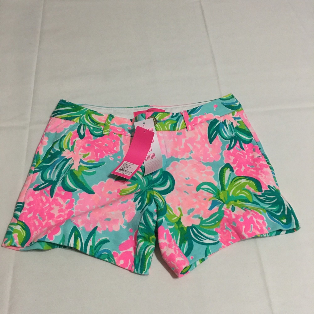 Lilly Pulitzer Callahan Knit Shorts Womens 0 Blue Ibiza Pineapple Shake NWT $68